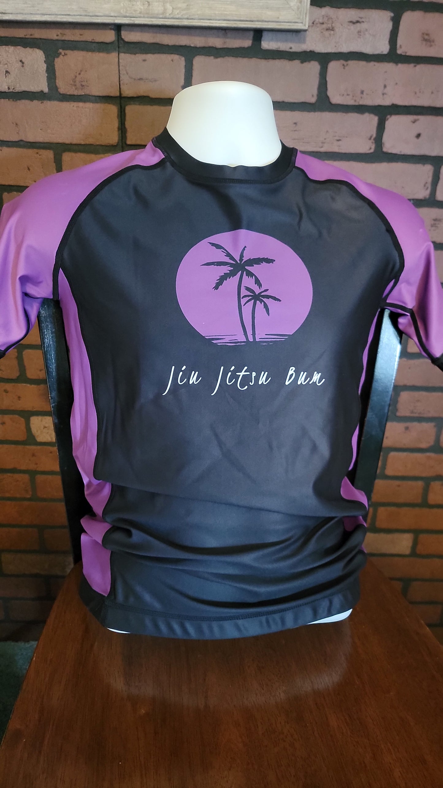 Palm Tree Ranked Rash Guard- Purple
