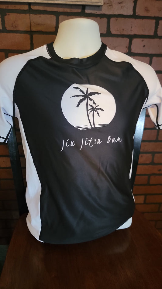 Palm Tree Ranked Rash Guard- white