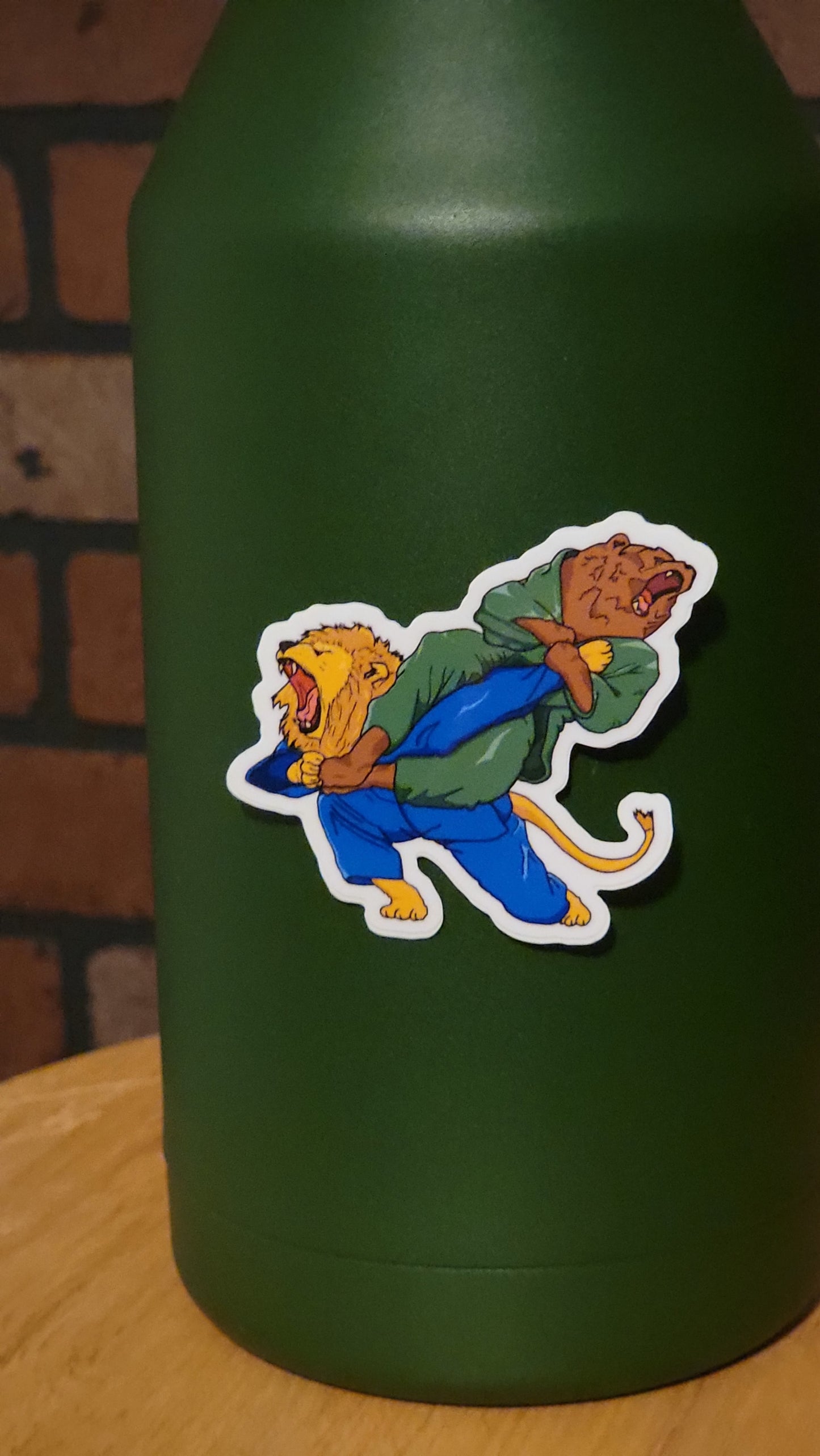 Bear v Lion Sticker
