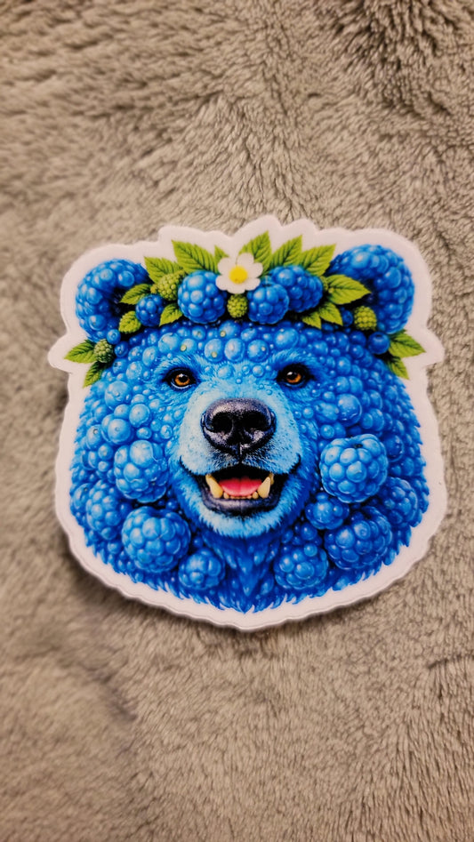 blue-raspBEARy vinyl sticker